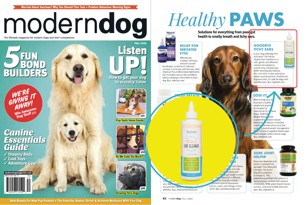 Oxyfresh Ear Cleaner Featured in Modern Dog