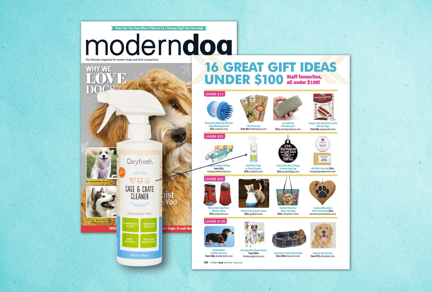 Oxyfresh Cage & Crate Cleaner Named a Top Gift Idea by Modern Dog