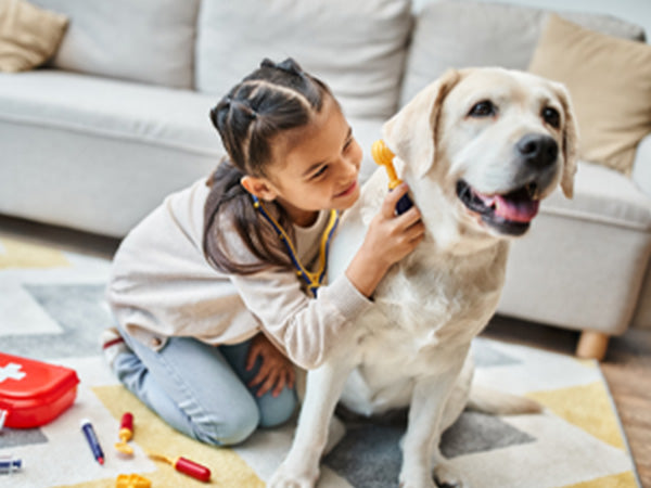 little-girl-playing-with-doctor-tools-and-checking-inside-dogs-ear