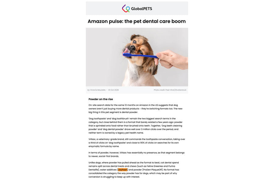 GlobalPETS: "Amazon Pulse: The Pet Dental Care Boom"
