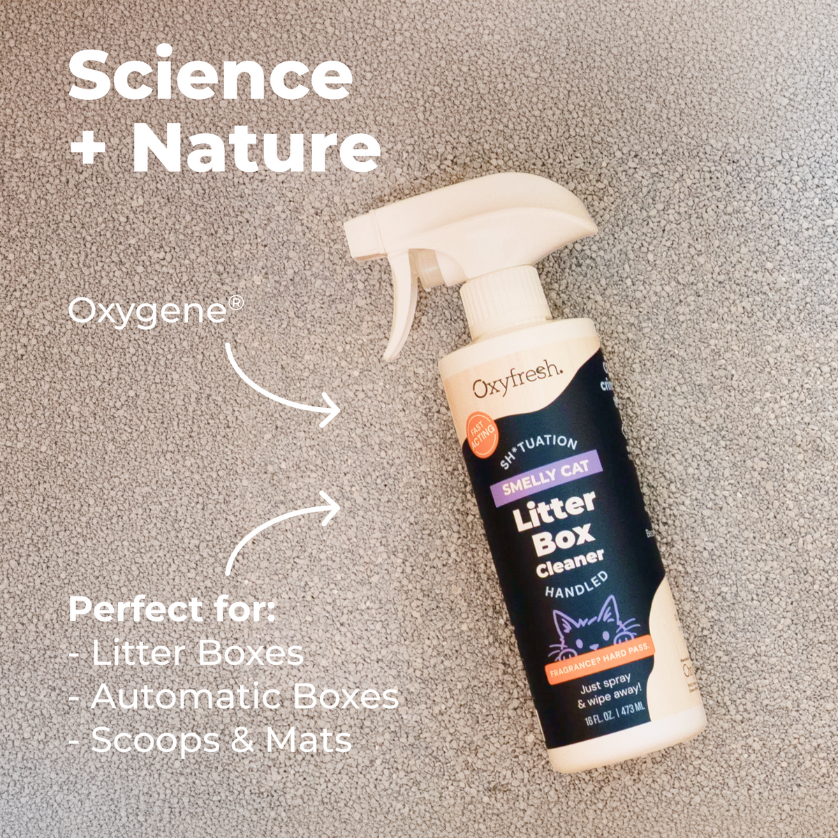 Oxyfresh Premium Litter Box Cleaner – Safely Eliminates Odors and Grime – Scrub Free