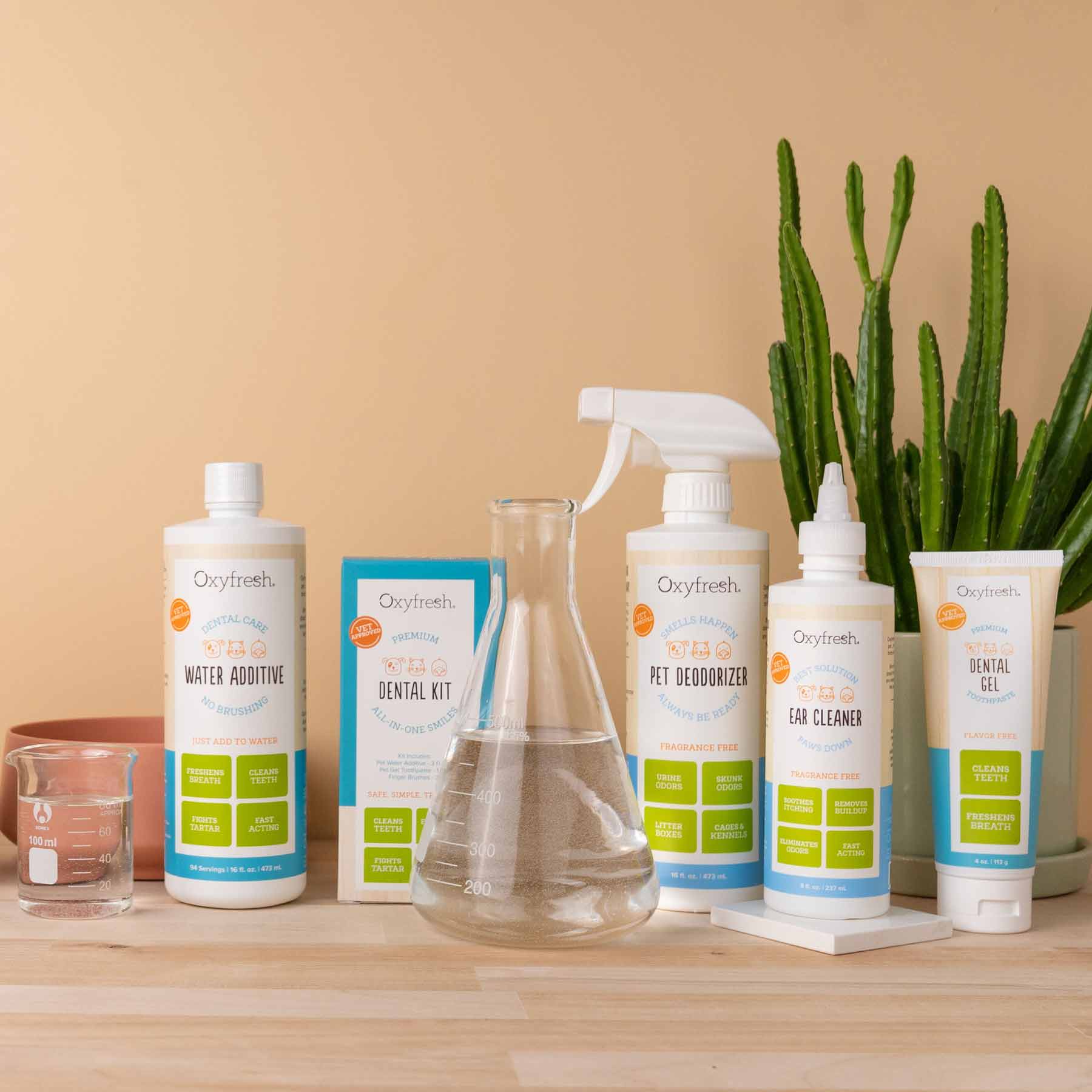 oxyfresh pet products for dental & ear health as well as pet smells 
